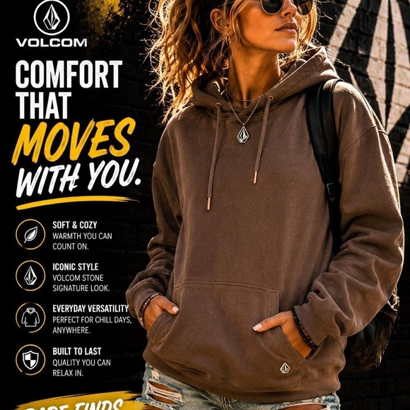 Tops - Volcom Women's Brown‎ Hoodie Large Pullover